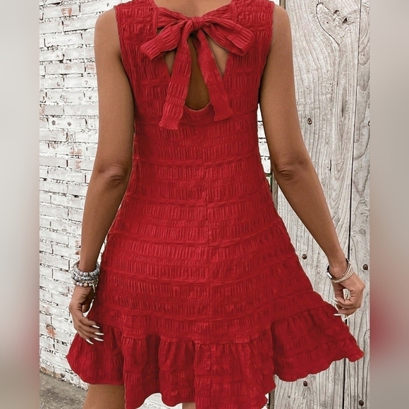 Dresses & Skirts - Women's Solid Color Back Tie Sleeveless Dress